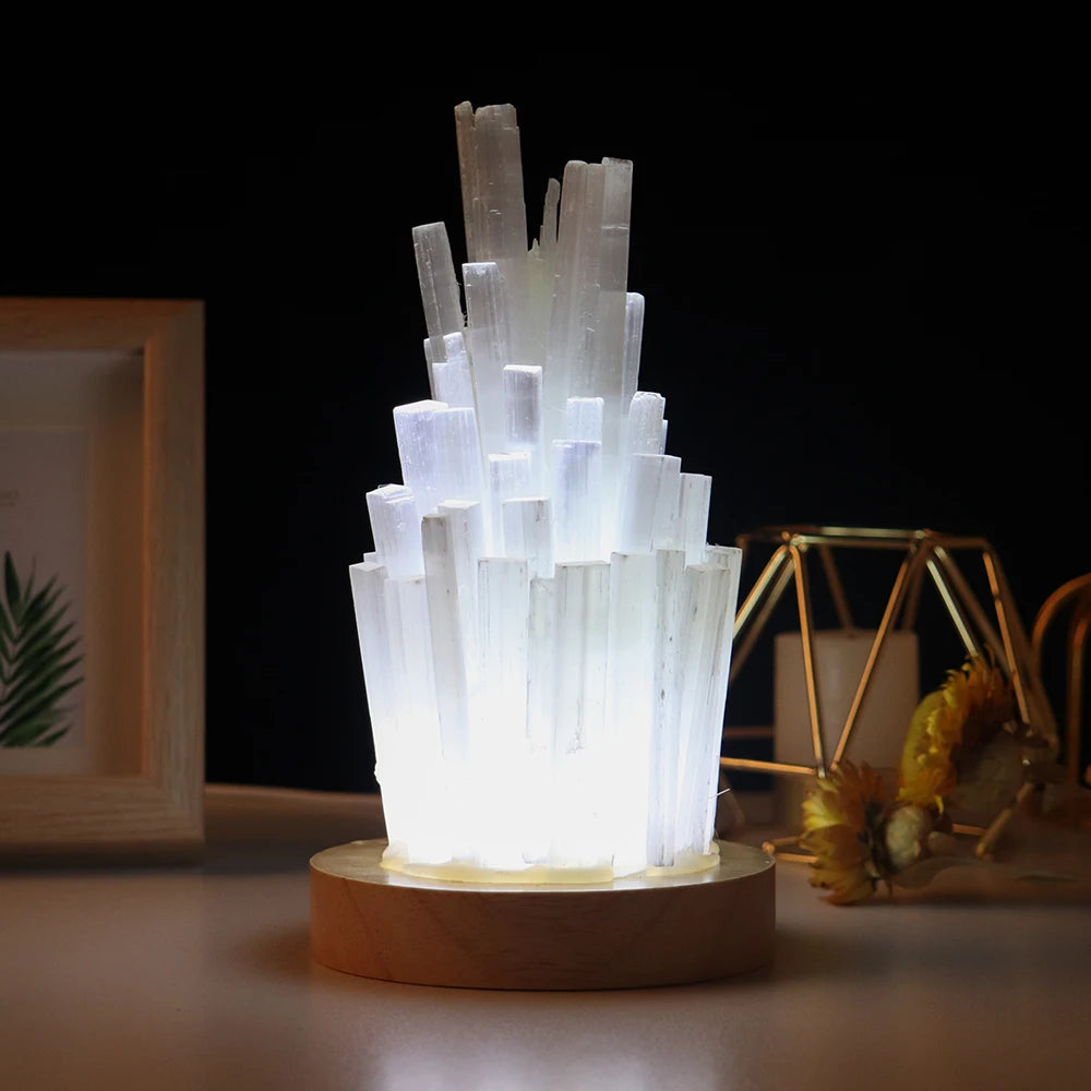 Natural White Selenite Lamp