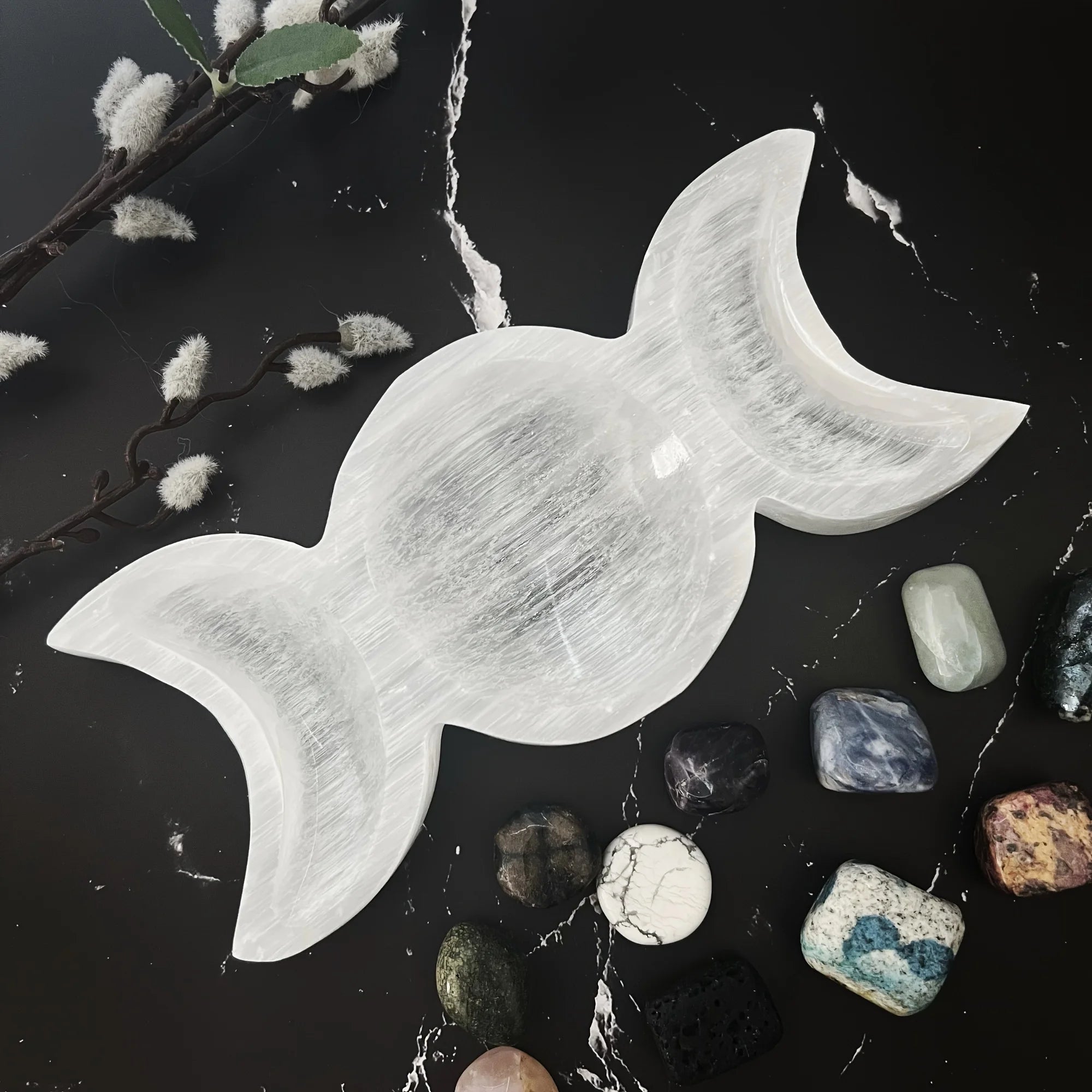 Selenite Triple Moon Bowl
