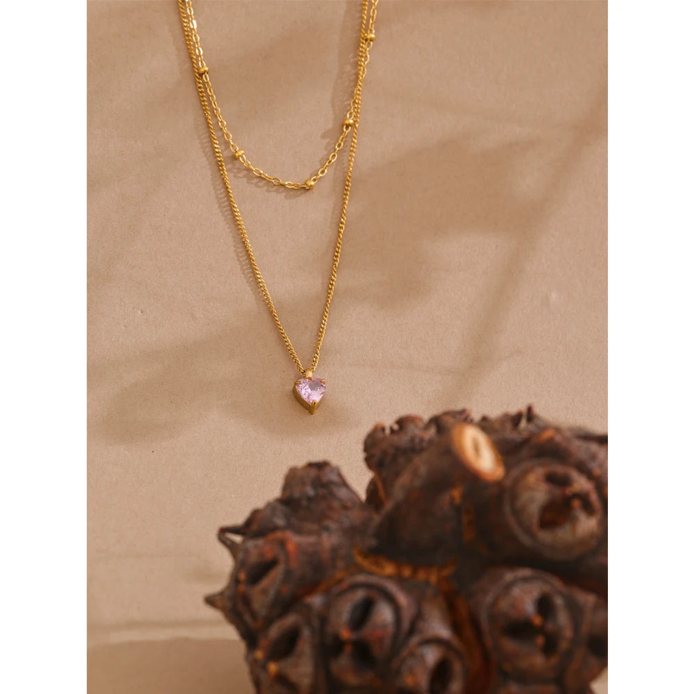 Pink Zircon Heart Pendant