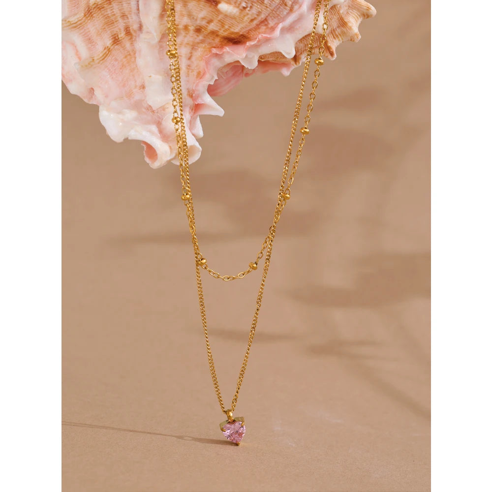 Pink Zircon Heart Pendant
