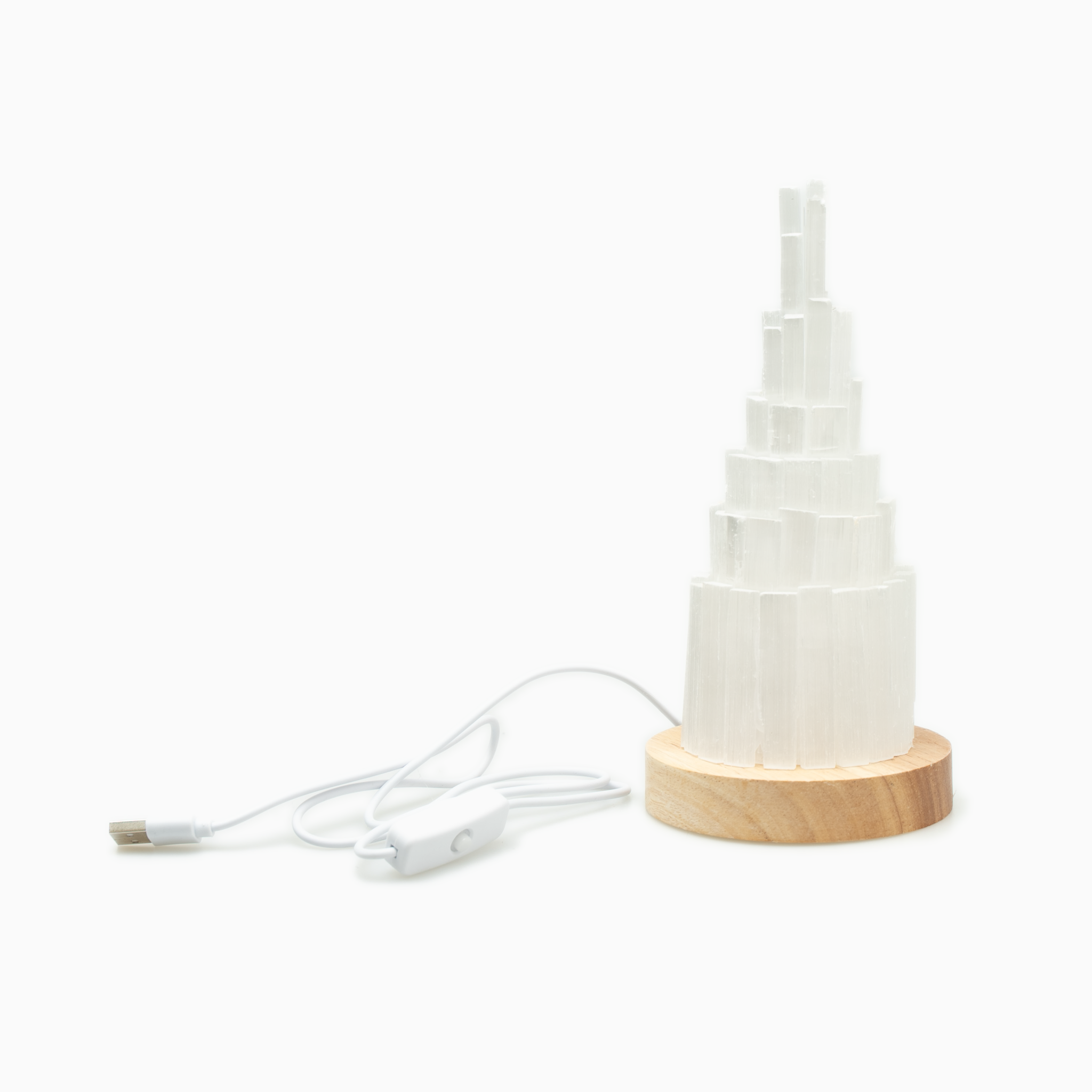 Natural White Selenite Lamp