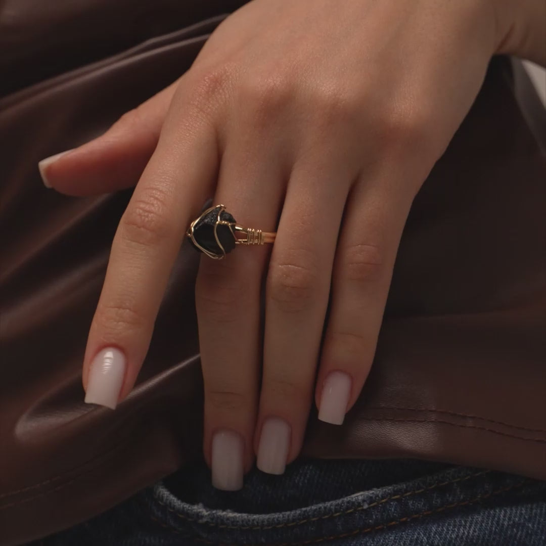 Black Tourmaline Crystal Ring