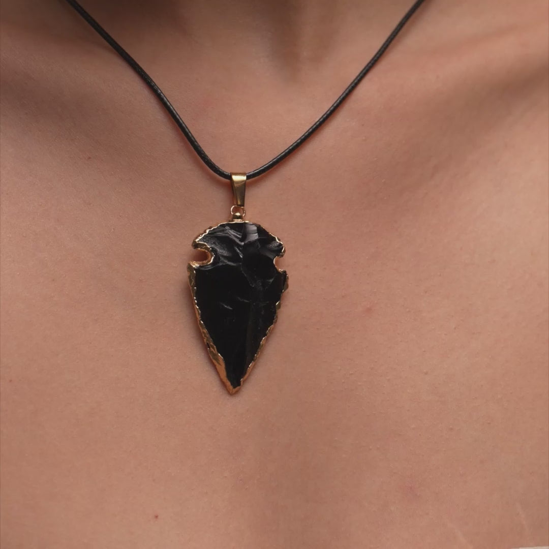 Black Obsidian Arrowhead Pendant