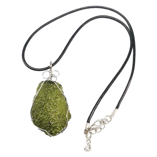 Moldavite Green Crystal Pendant