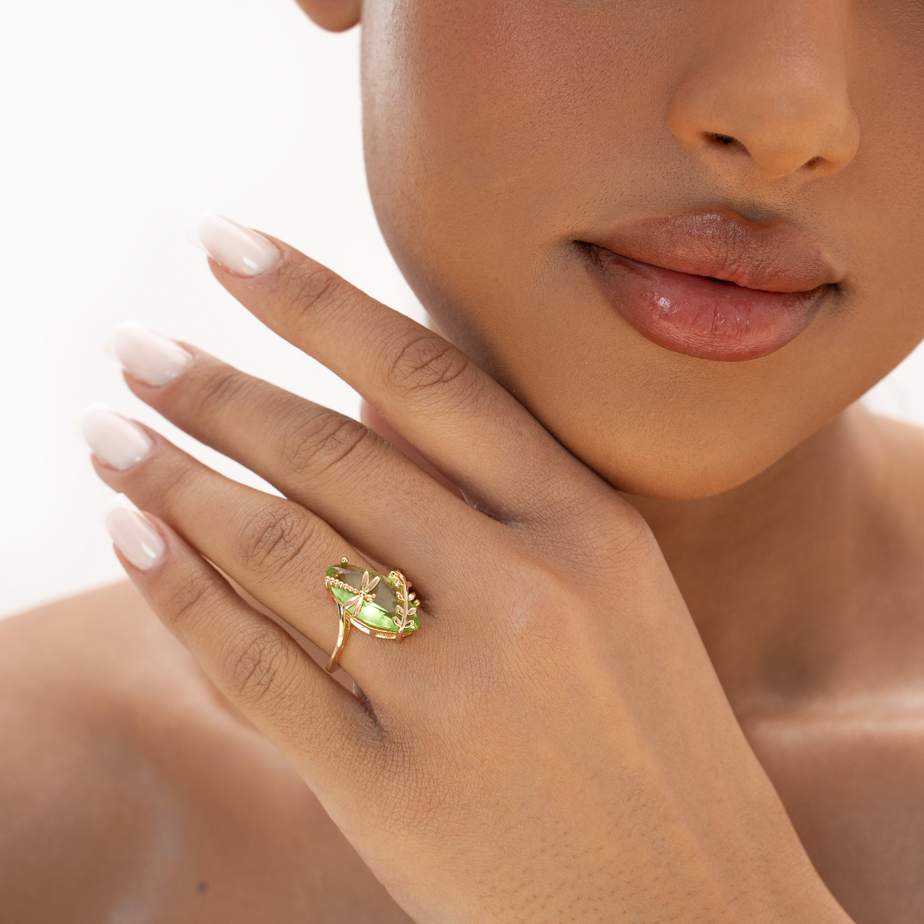 Green Tourmaline Dragonfly Ring