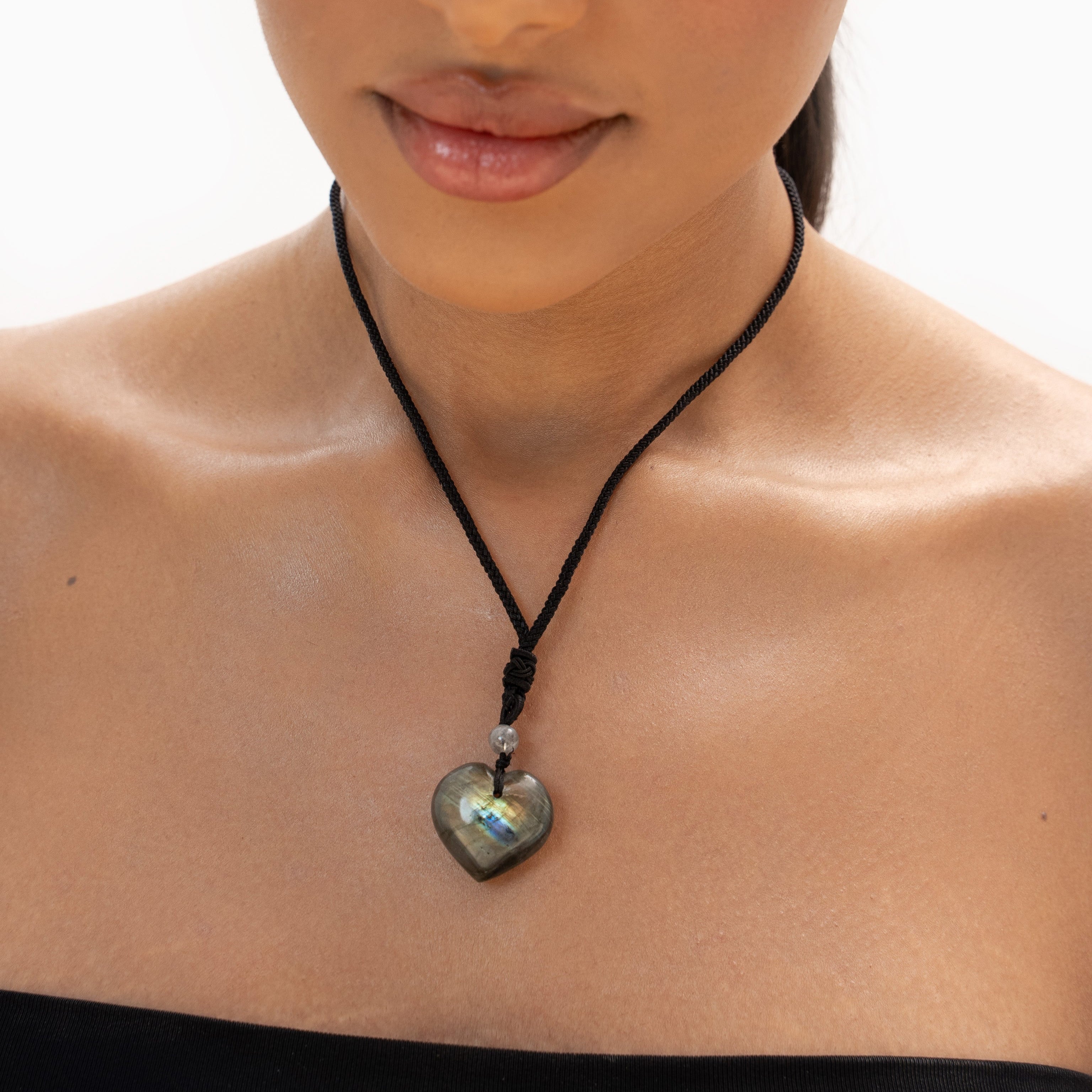 Rainbow Labradorite Heart Necklace