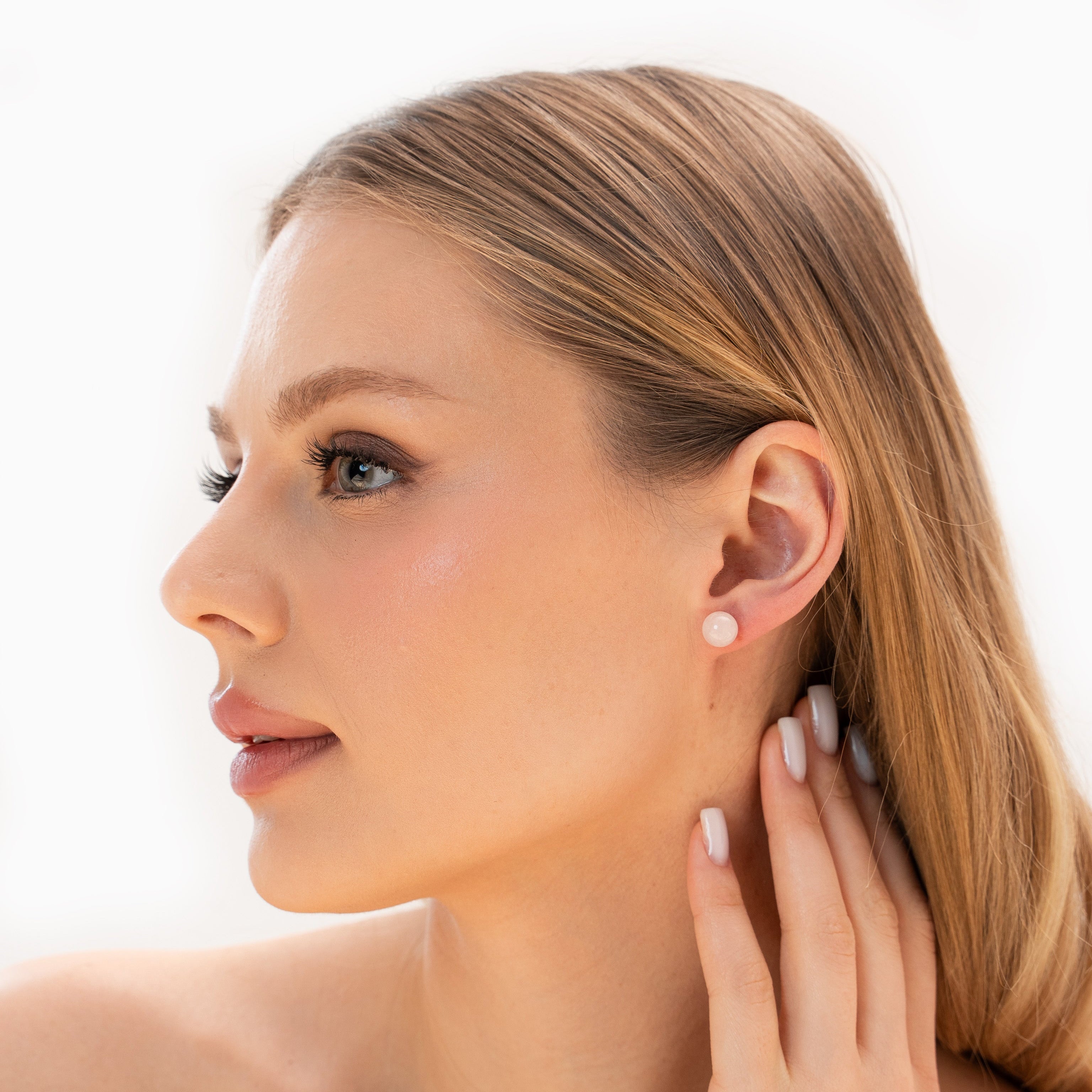 White Agate Beads Earrings