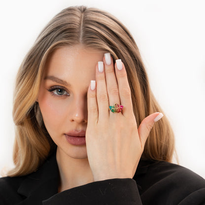 Rainbow Quartz Stone Ring