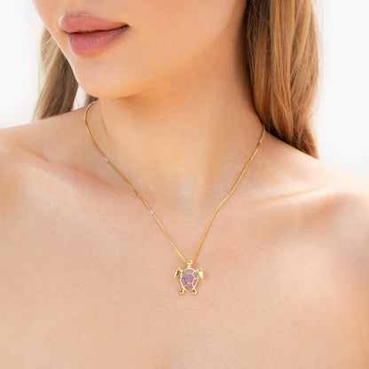 Turtle Opal Pendant Necklace