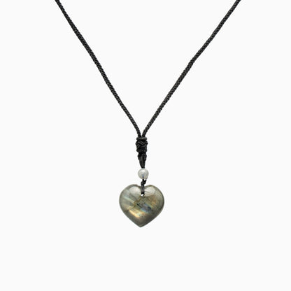 Rainbow Labradorite Heart Necklace