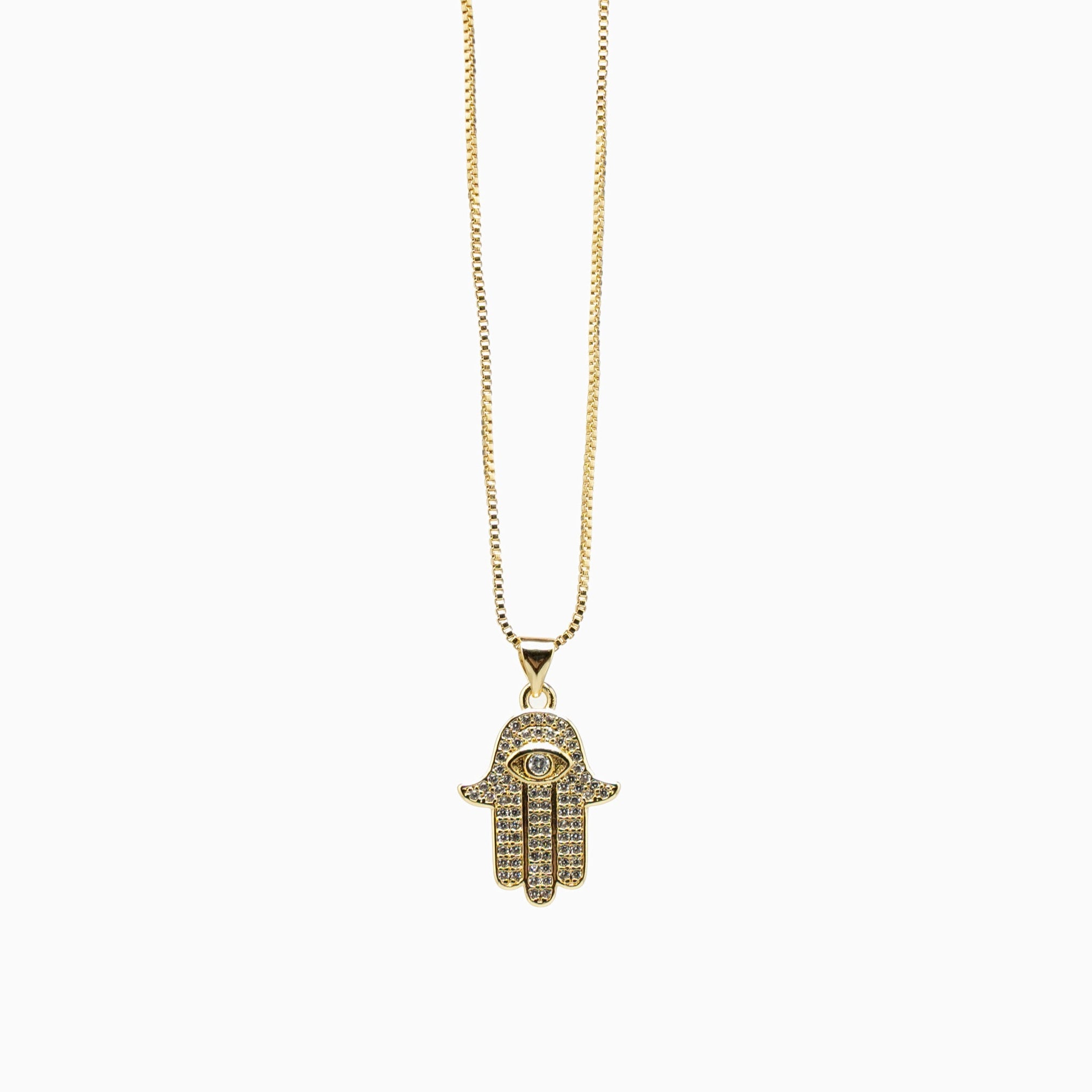 Crystal Palm Hamsa Necklace