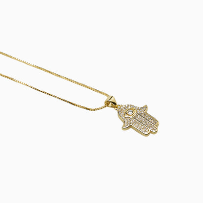 Crystal Palm Hamsa Necklace