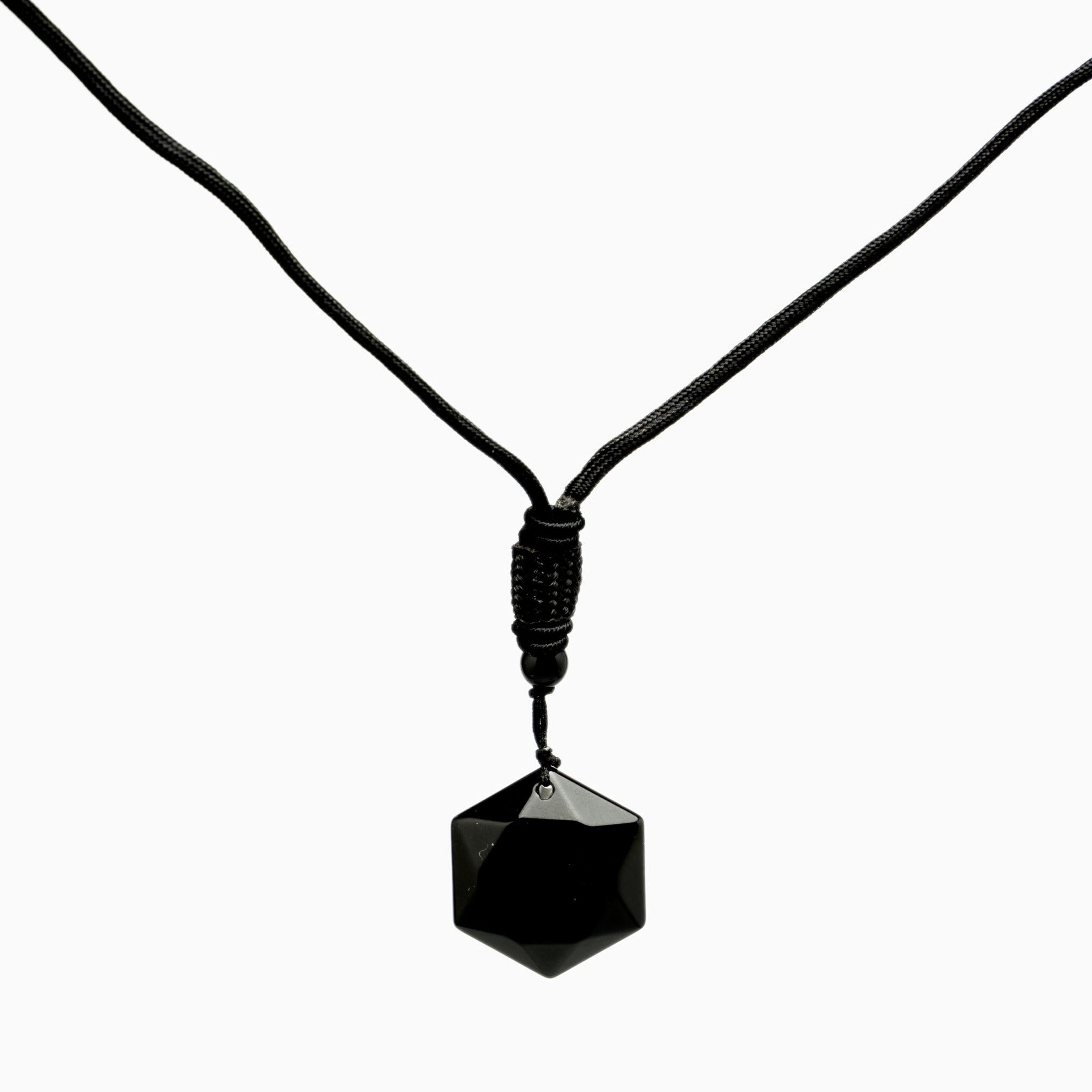 Obsidian Hexagram Pendant Necklace