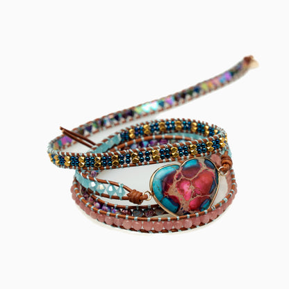 Heart Apatite Leather Bracelets