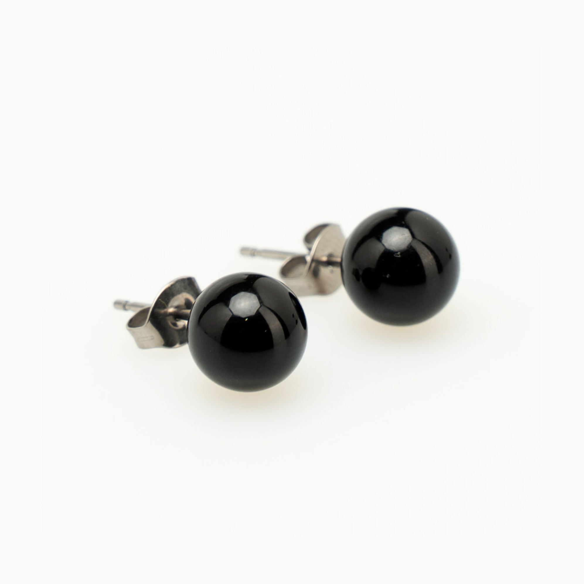 Black Agate Stud Earrings