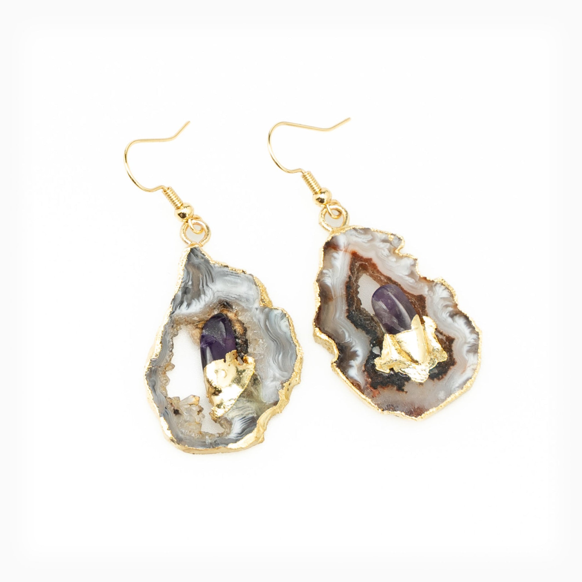 Amethyst Geode Slice Earrings