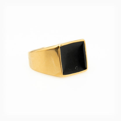 Square Signet Obsidian Ring