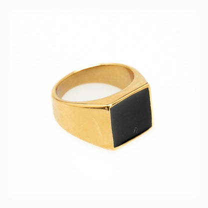 Square Signet Obsidian Ring