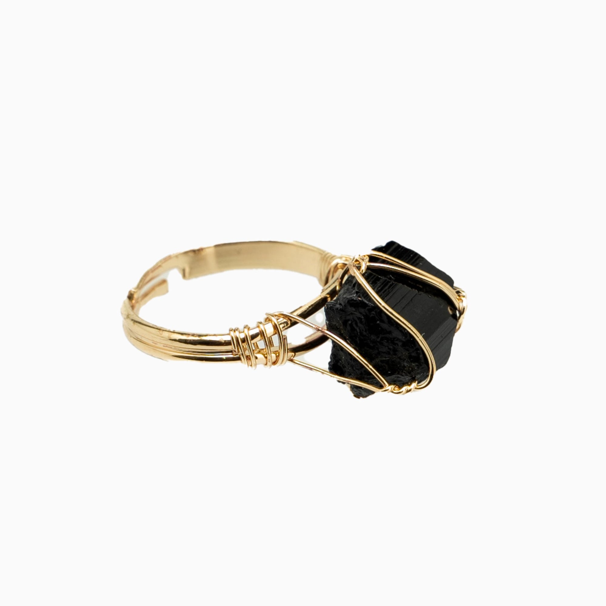 Black Tourmaline Crystal Ring