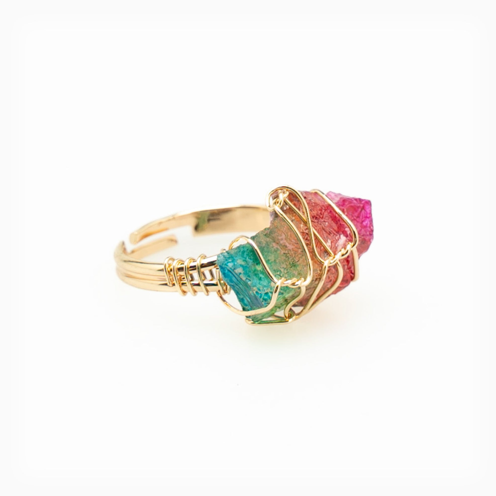 Rainbow Quartz Stone Ring