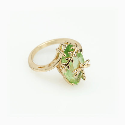 Green Tourmaline Dragonfly Ring