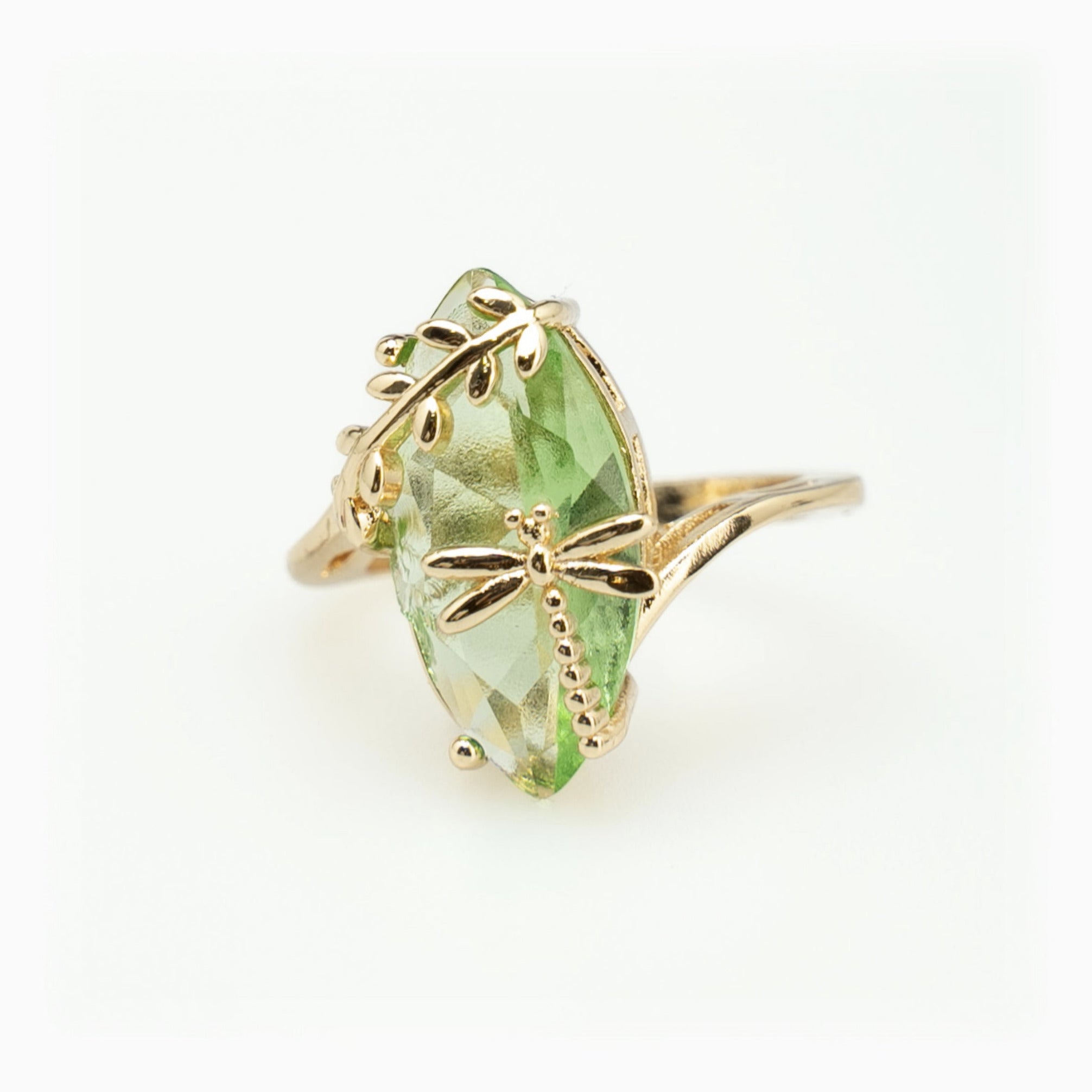 Green Tourmaline Dragonfly Ring