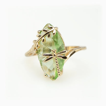 Green Tourmaline Dragonfly Ring