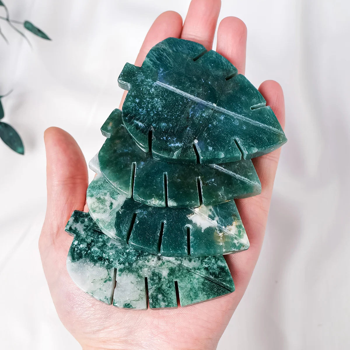 Green Agate Crystal Leaf