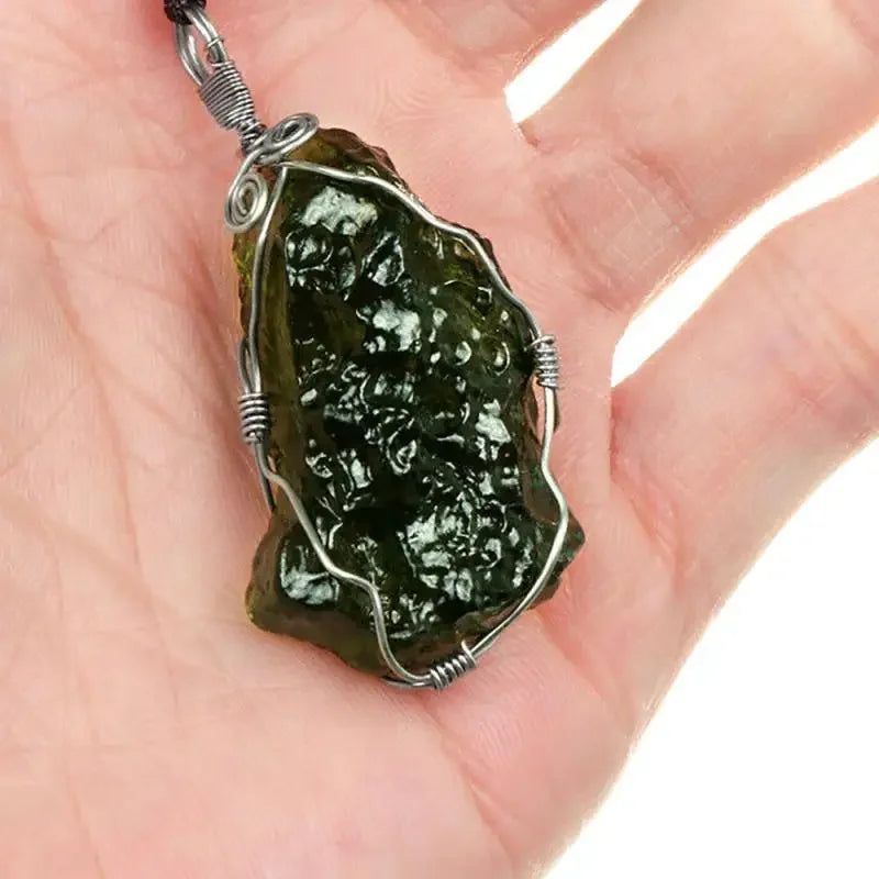 Moldavite Green Crystal Pendant