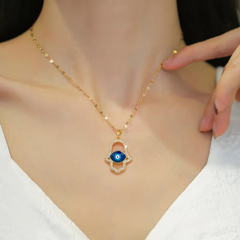 Zircon Blue Eye Necklace