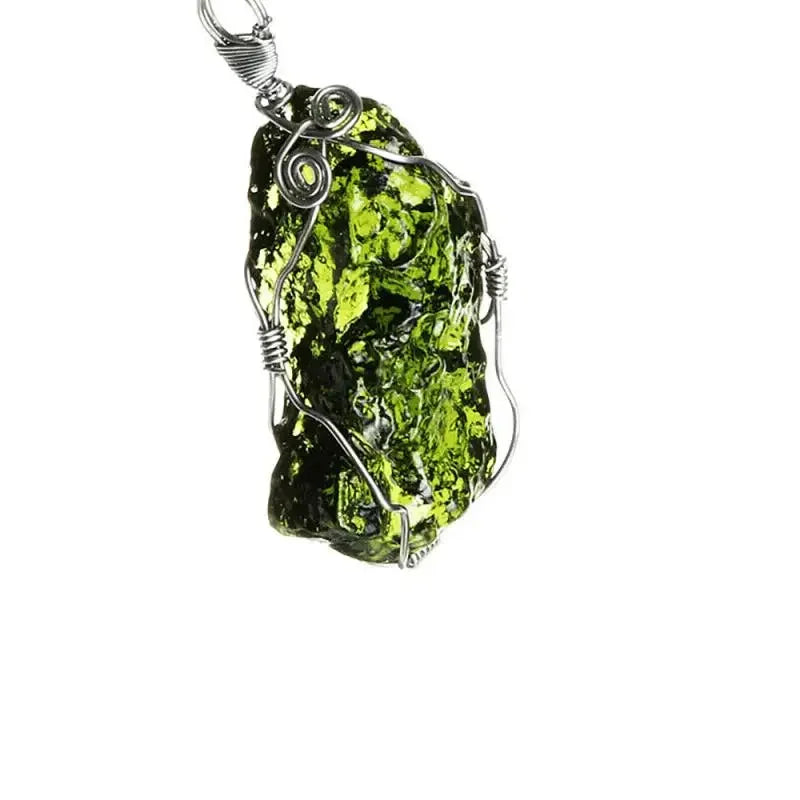 Moldavite Green Crystal Pendant