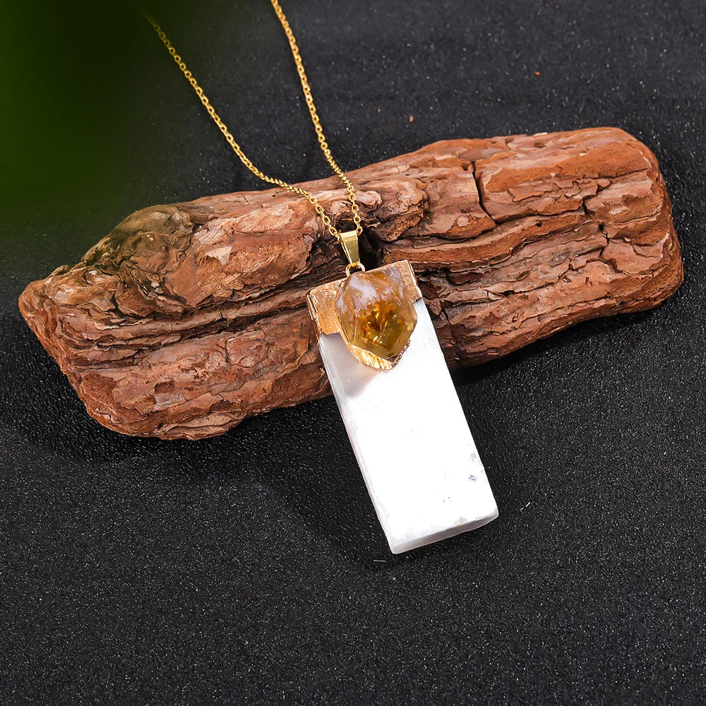 Raw Selenite Pendant Amulet