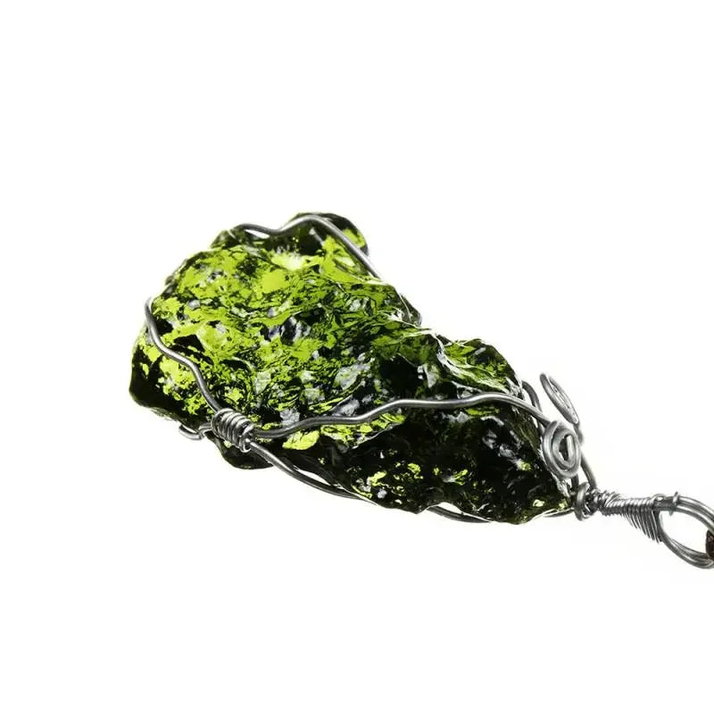 Moldavite Green Crystal Pendant