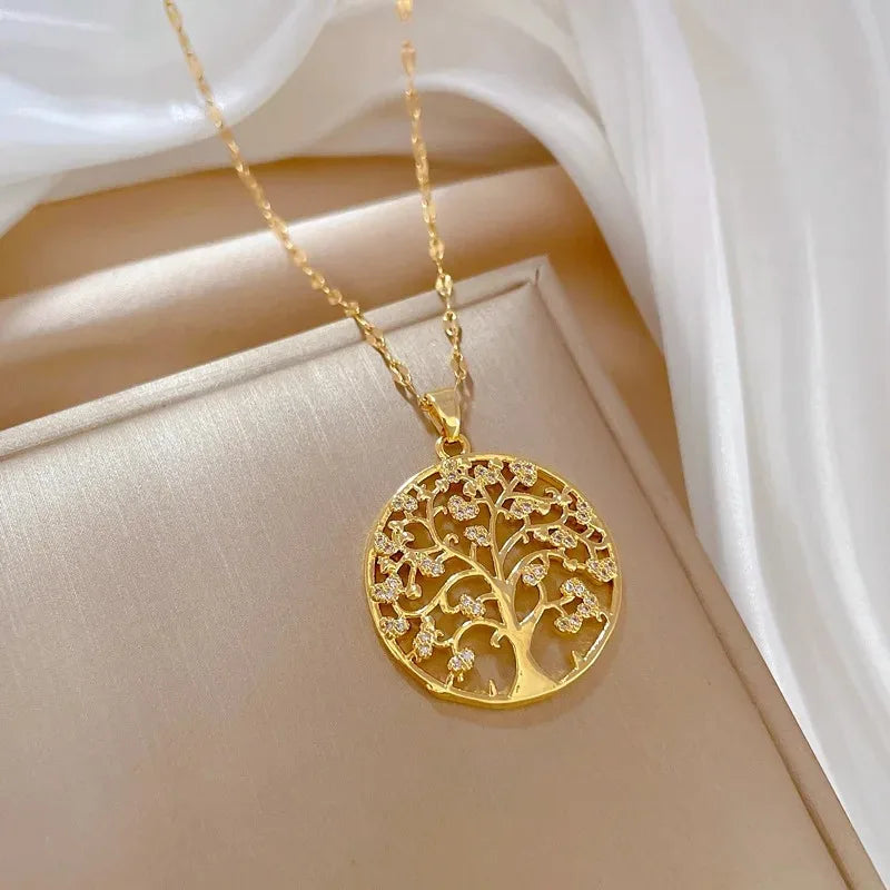 Golden Tree of Life Pendant Necklace