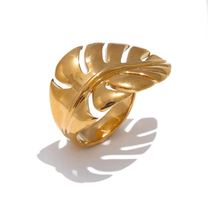 Metal Leaf Open Ring