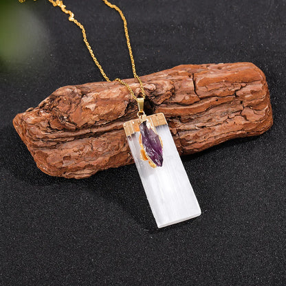 Raw Selenite Pendant Amulet