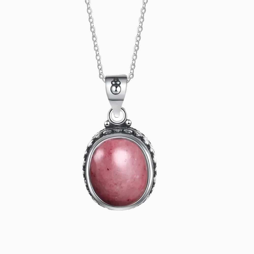 Silver Natural Rhodonite Pendant