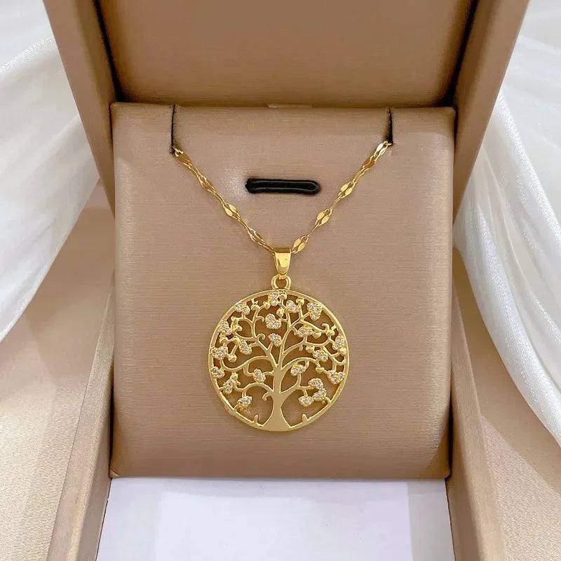 Golden Tree of Life Pendant Necklace