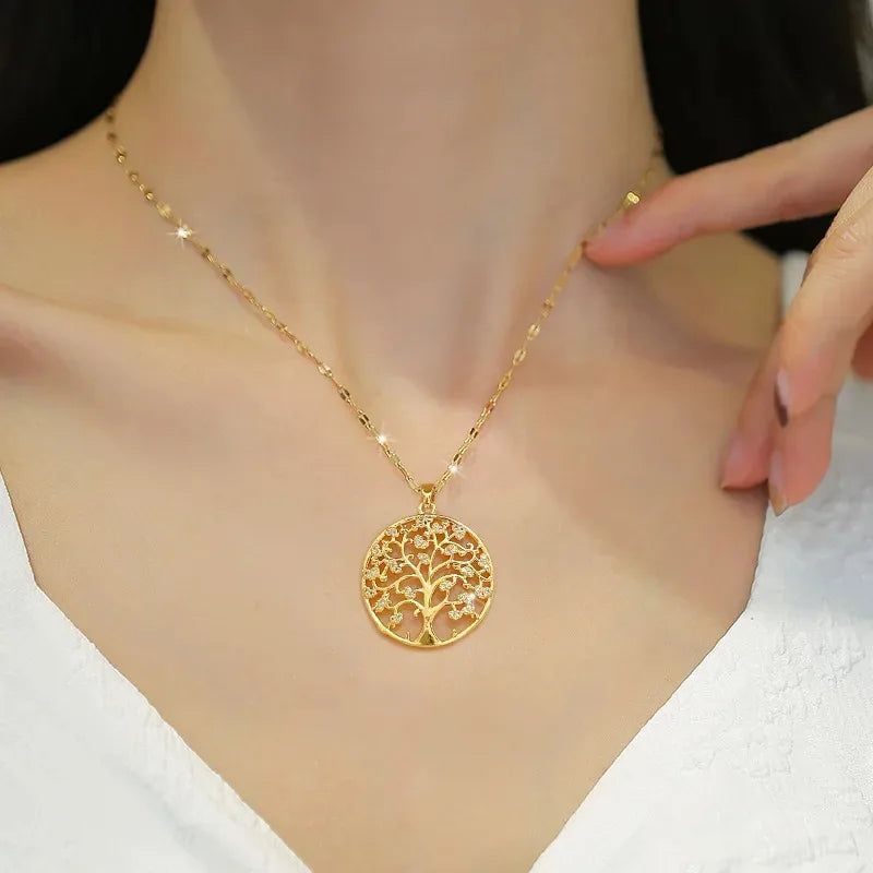 Golden Tree of Life Pendant Necklace