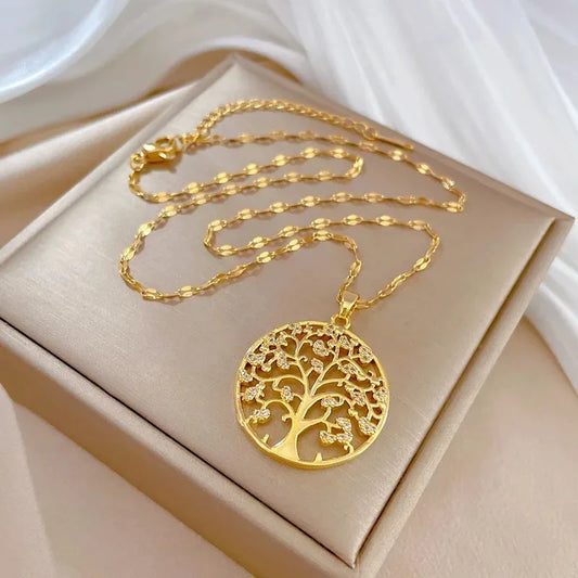 Golden Tree of Life Pendant Necklace