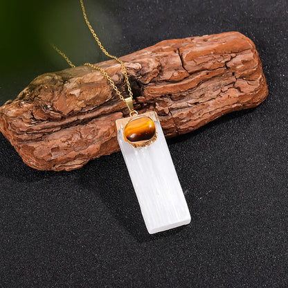 Raw Selenite Pendant Amulet