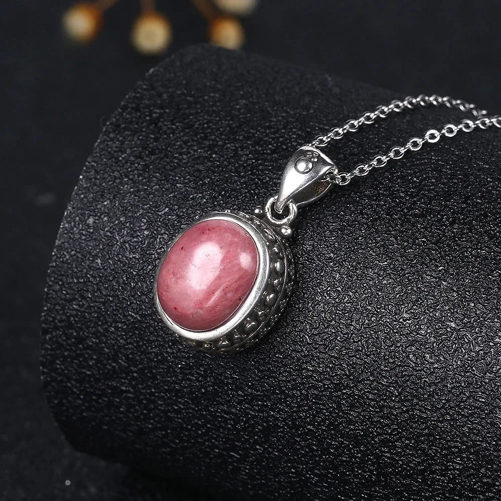 Silver Natural Rhodonite Pendant