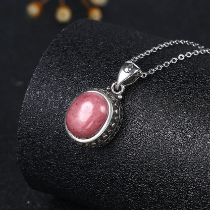 Silver Natural Rhodonite Pendant