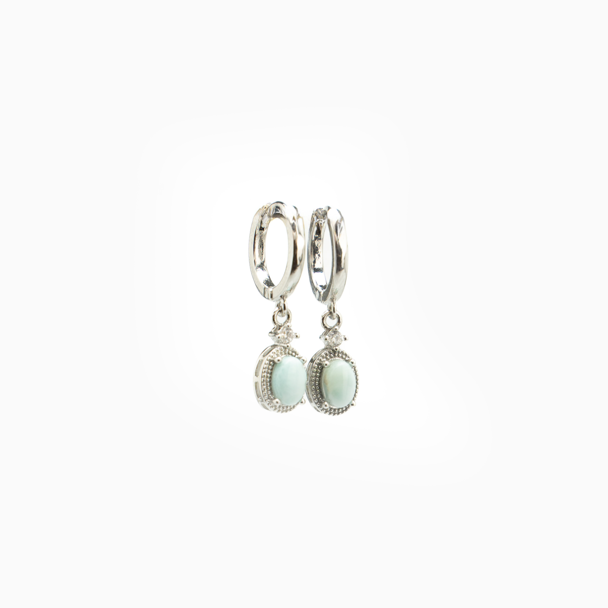 Natural Larimar Hoop Earrings