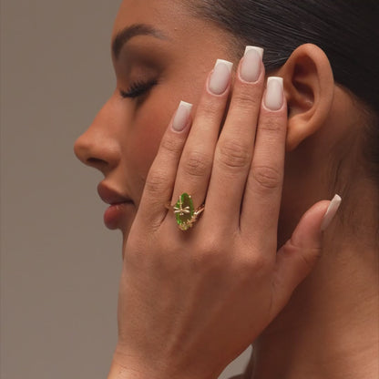 Green Tourmaline Dragonfly Ring