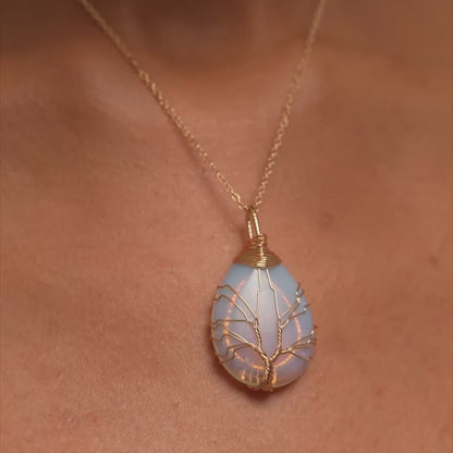 Opal Crystal Tree Necklace